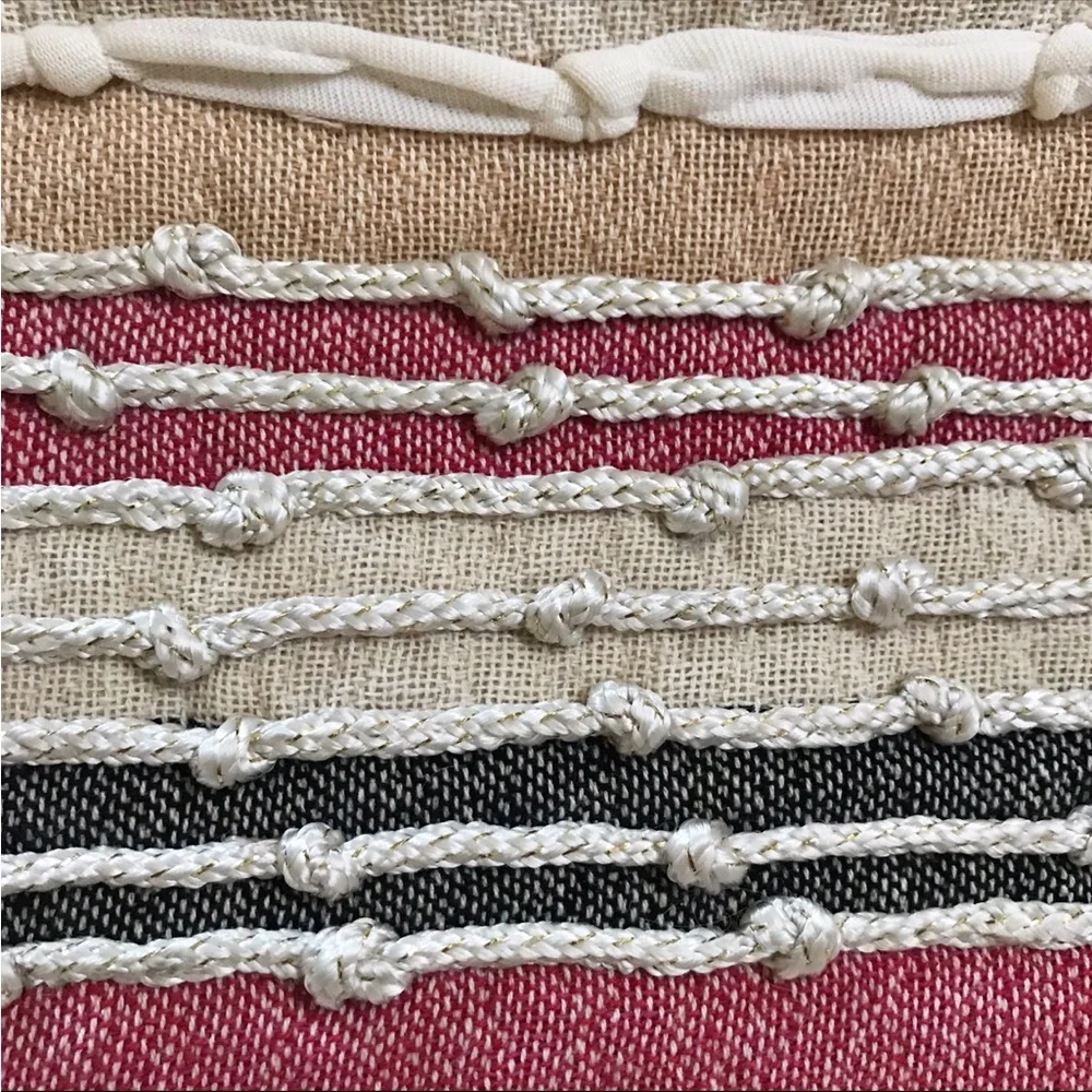 Pier 1 Imports Embellished Tassel Striped Table Runner NWT